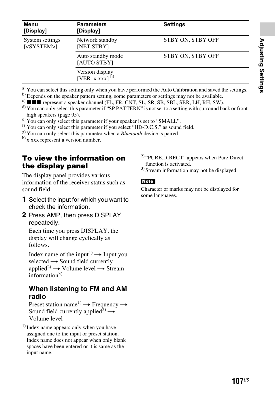 When listening to fm and am radio | Sony STR-DN1040 User Manual | Page 107 / 136