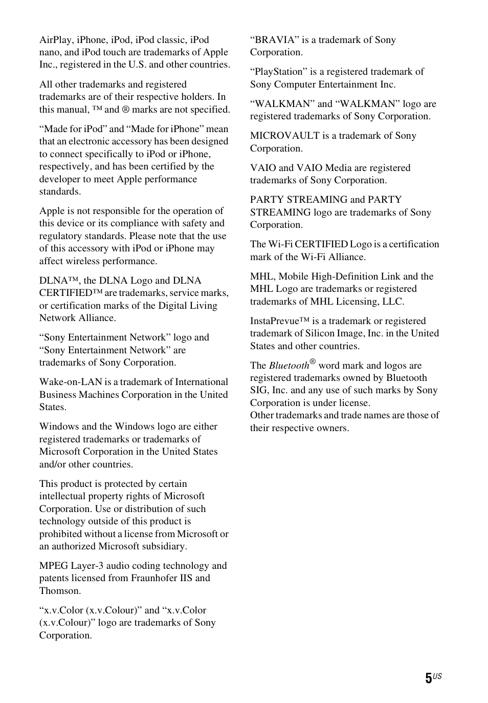 Sony STR-DN1040 User Manual | Page 5 / 136