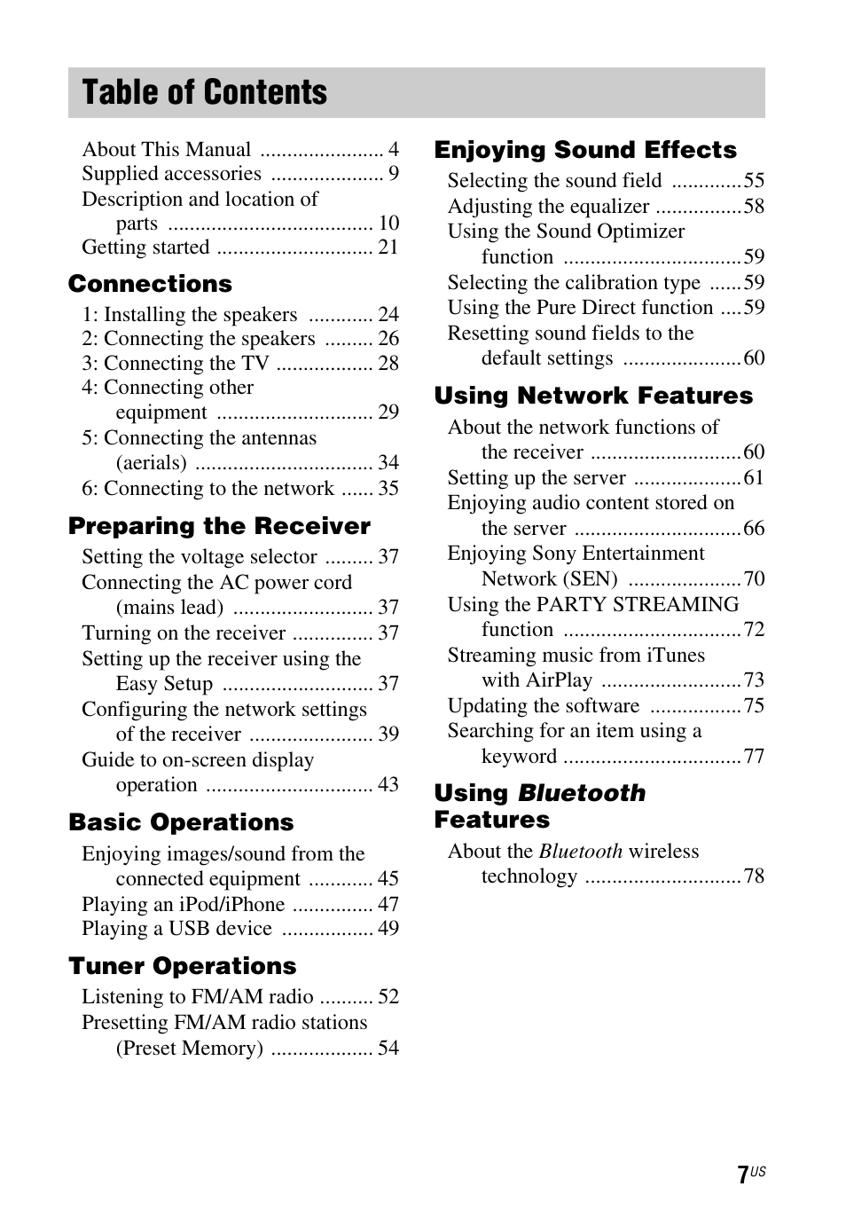 Sony STR-DN1040 User Manual | Page 7 / 136