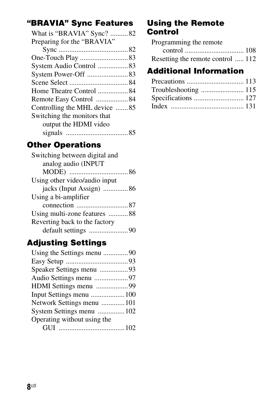 Sony STR-DN1040 User Manual | Page 8 / 136