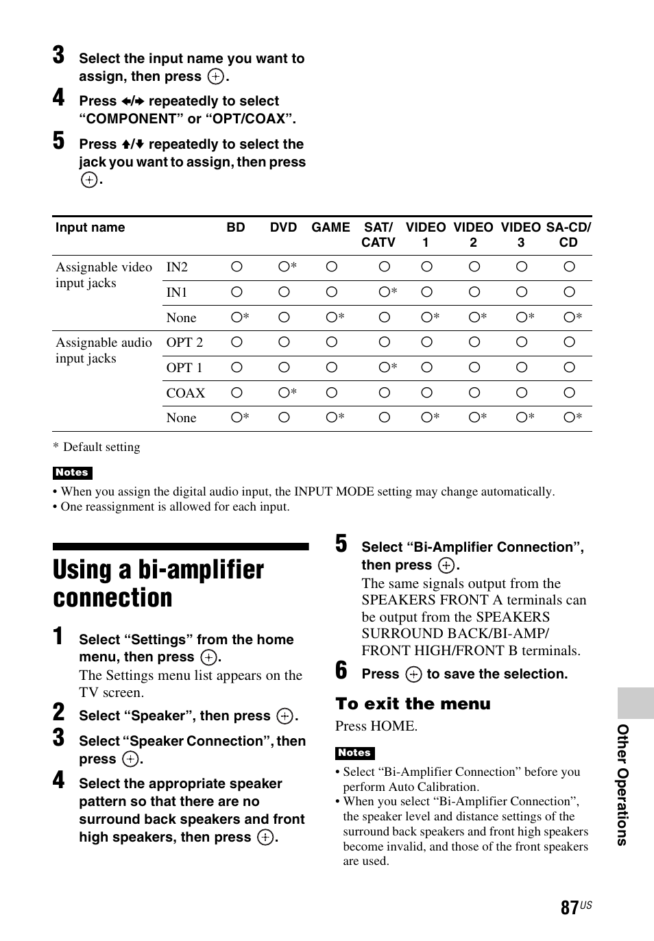 Using a bi-amplifier connection, Using a bi-amplifier, Connection | Sony STR-DN1040 User Manual | Page 87 / 136