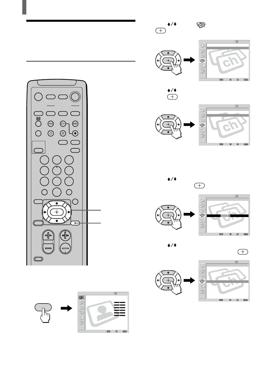 Using favorite channels, Setting your favorite channels, Press menu. menu | Press v/v to select (channel), then press, Press menu to exit the menu screen | Sony KLV-23HR1 User Manual | Page 34 / 56