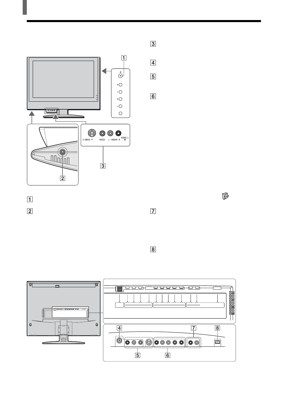 Identifying front and rear connectors, Y/b-y/r-y, or y/p | Sony KLV-23HR1 User Manual | Page 8 / 56