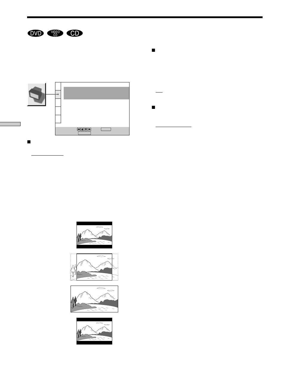 Settings for the display (screen setup), Settings for the display (screen setup) 50 | Sony DVP-S560D User Manual | Page 50 / 72