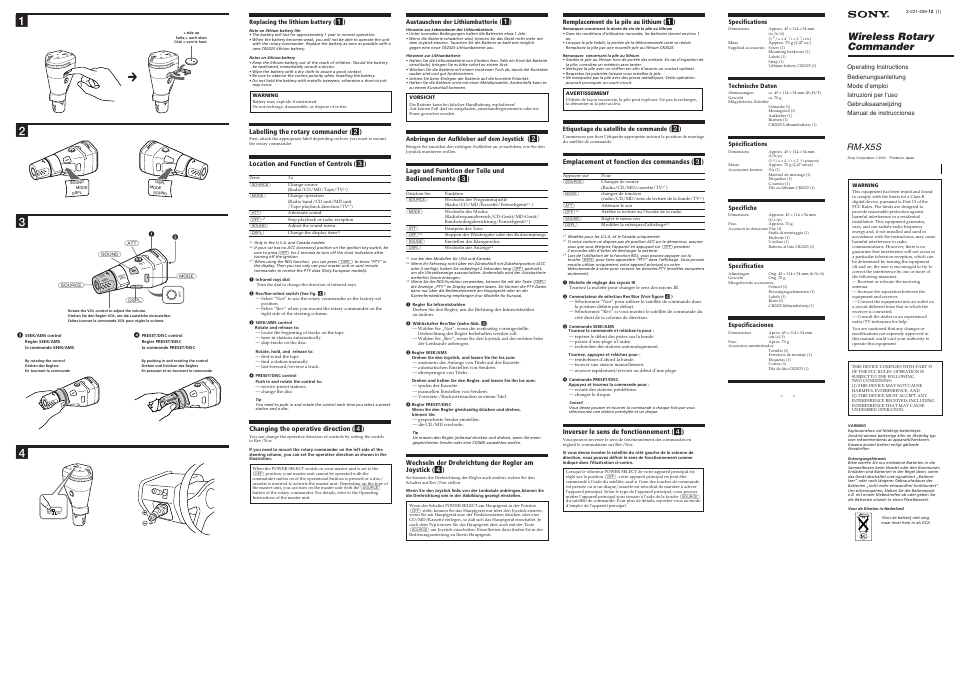 Sony RM-X5S User Manual | 2 pages