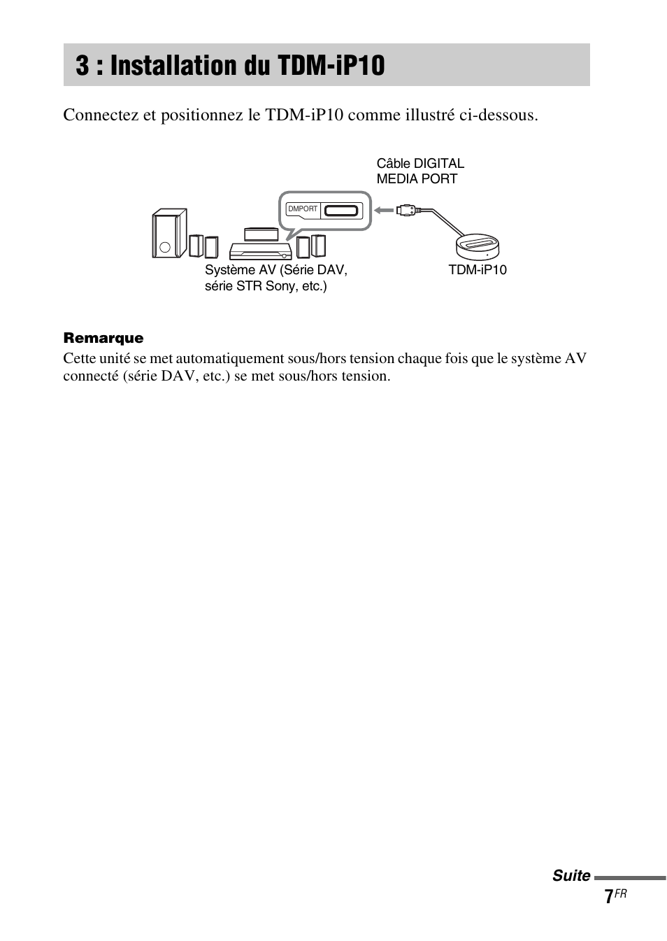 3 : installation du tdm-ip10, 3 : installation du, Tdm-ip10 | Sony TDM-iP10 User Manual | Page 19 / 40