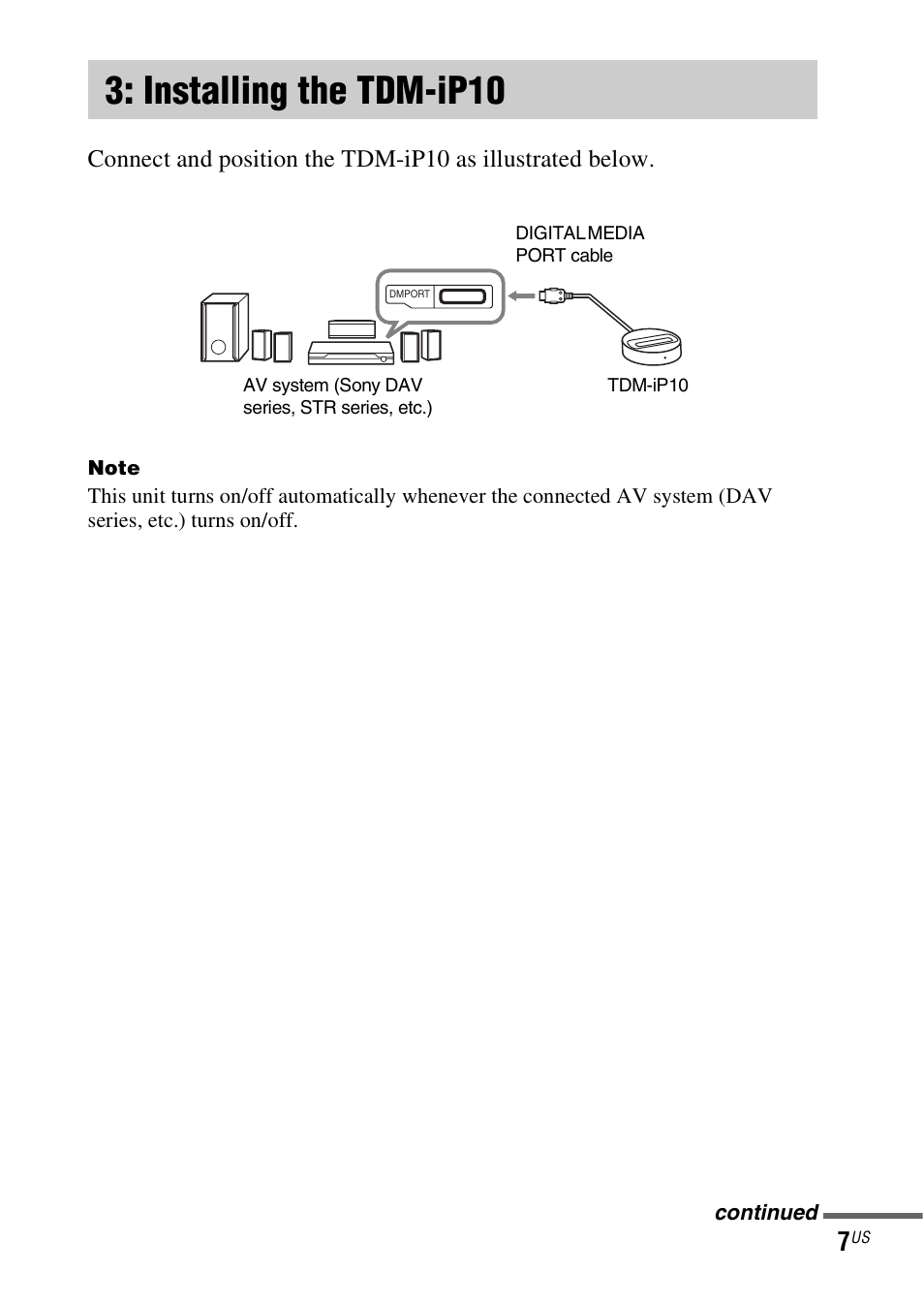 Installing the tdm-ip10 | Sony TDM-iP10 User Manual | Page 7 / 40