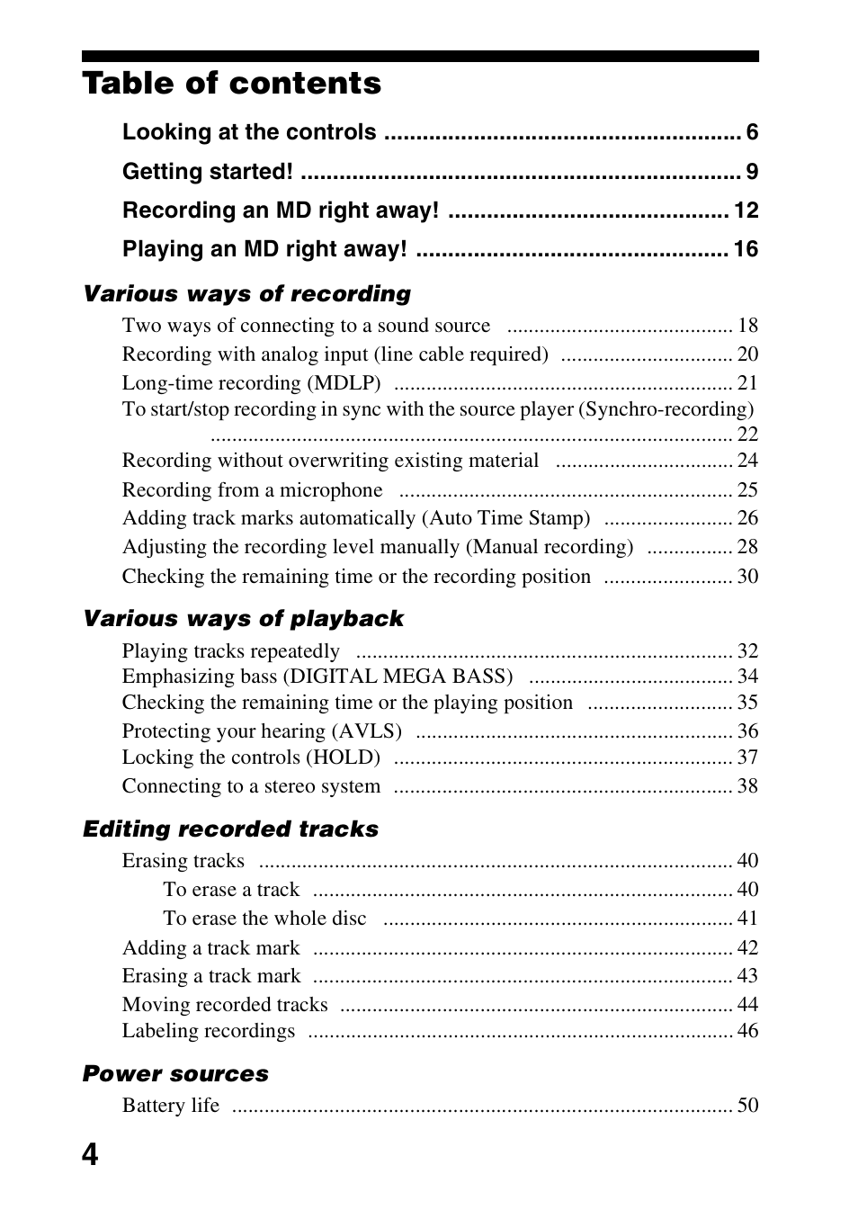 Sony MZ-R701 User Manual | Page 4 / 68