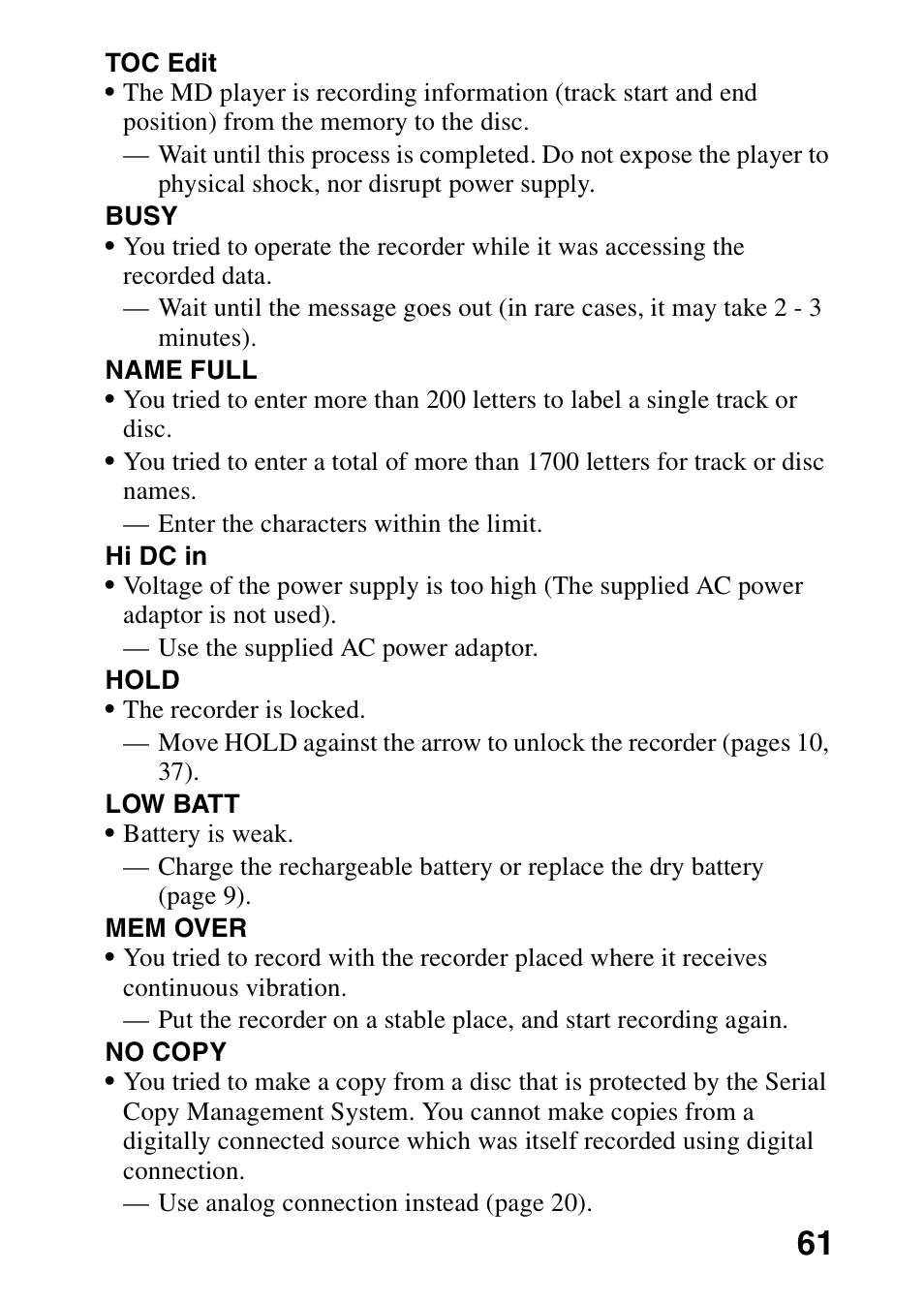 Sony MZ-R701 User Manual | Page 61 / 68