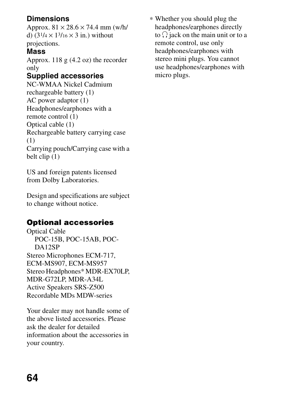 Sony MZ-R701 User Manual | Page 64 / 68