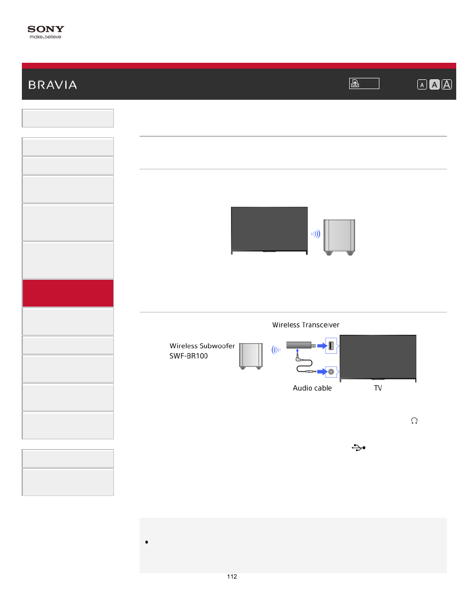 Wireless subwoofer (optional) | Sony XBR-49X850B User Manual | Page 118 / 254