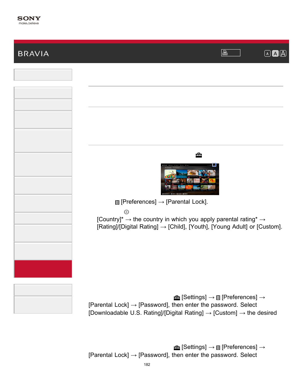 Setting a viewing restriction | Sony XBR-49X850B User Manual | Page 188 / 254