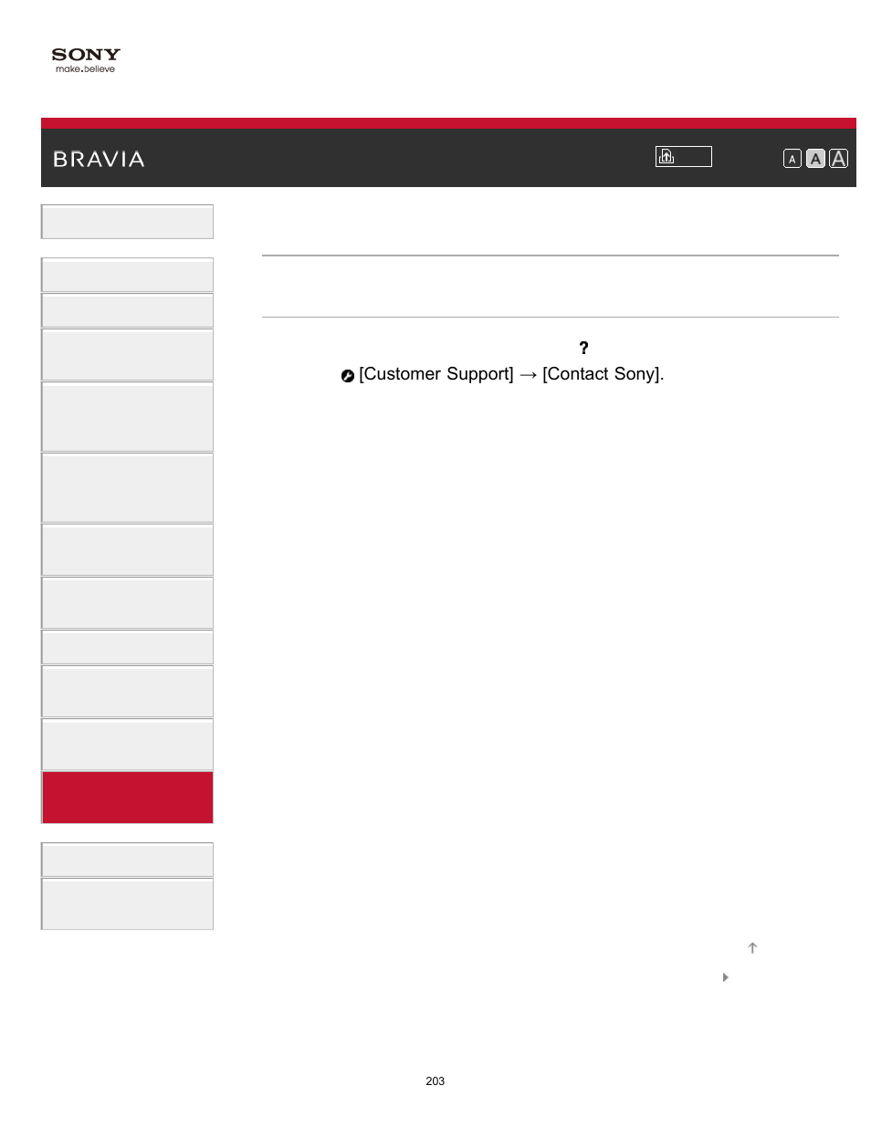 Checking sony contact information | Sony XBR-49X850B User Manual | Page 209 / 254