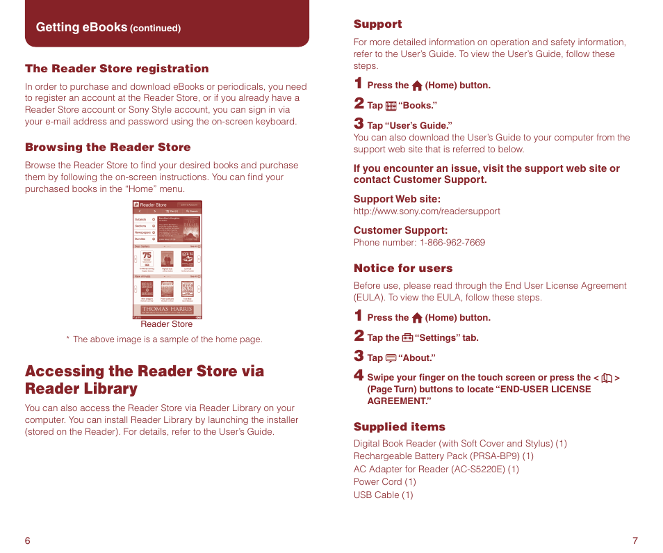 Accessing the reader store via reader library | Sony PRS-900BC User Manual | Page 4 / 4