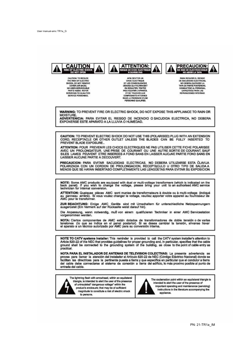 AMC TR1A User Manual | Page 2 / 17