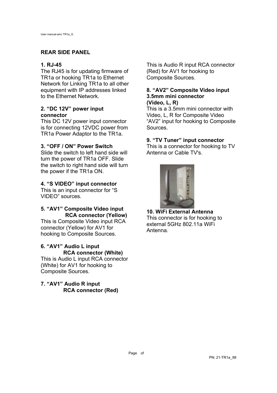 AMC TR1A User Manual | Page 6 / 17