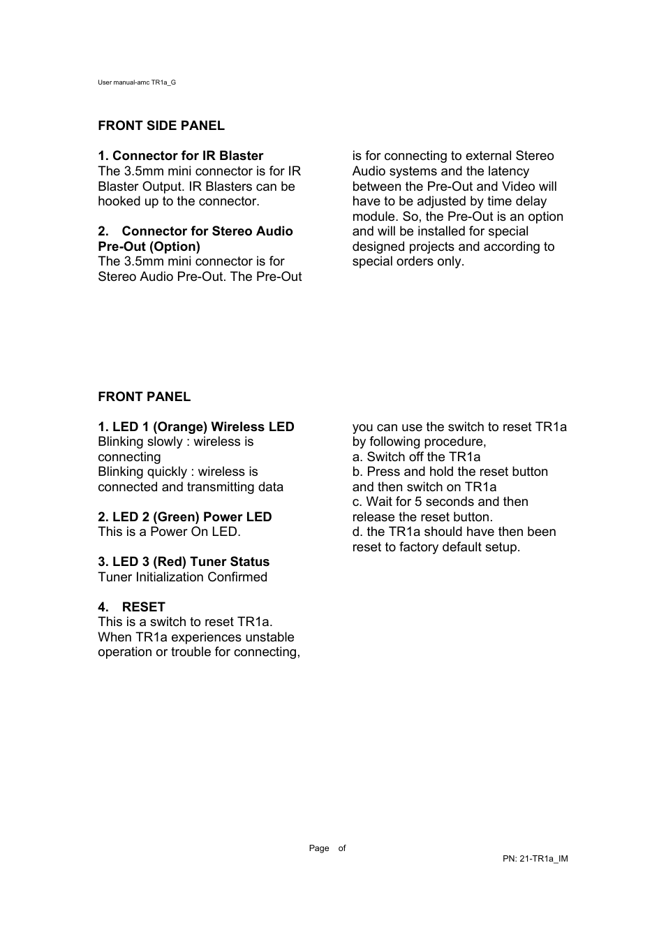 AMC TR1A User Manual | Page 7 / 17