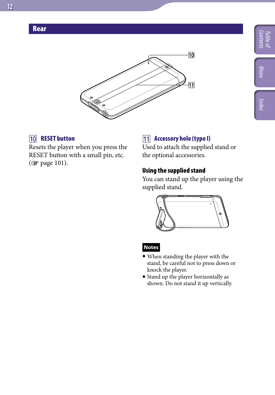Rear | Sony NWZ-A728BLK User Manual | Page 12 / 133