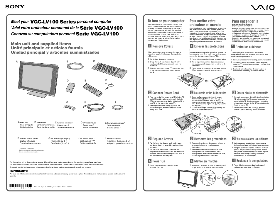 Sony VGC-LV140J User Manual | 2 pages