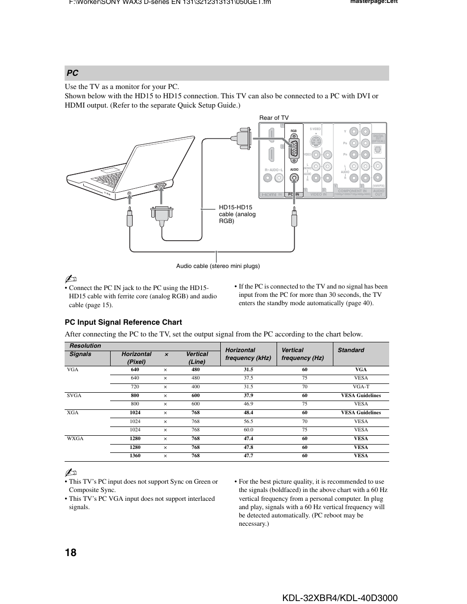 Sony KDL-32XBR4 User Manual | Page 18 / 48