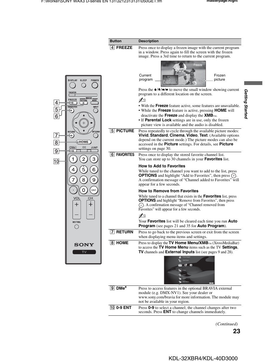 Sony KDL-32XBR4 User Manual | Page 23 / 48