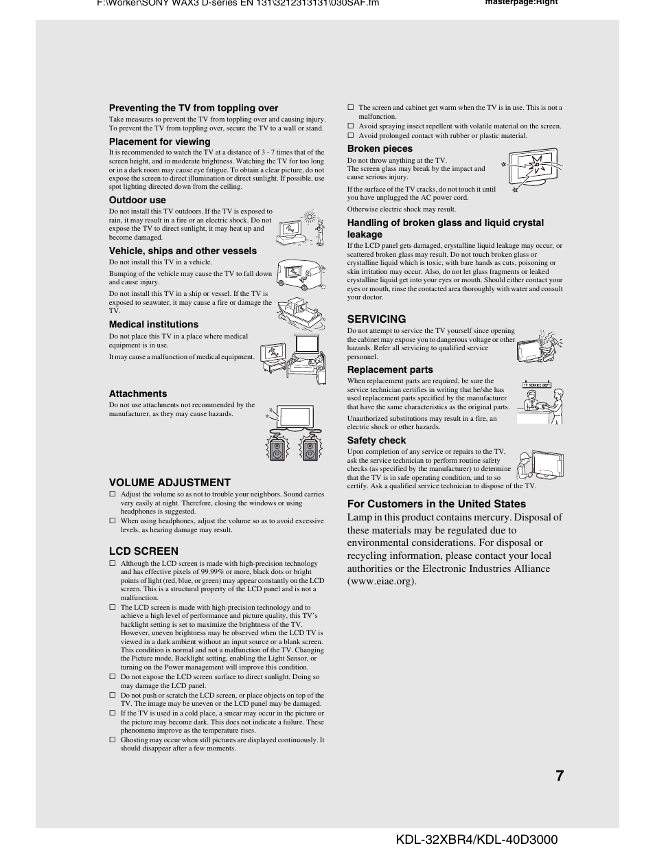 Sony KDL-32XBR4 User Manual | Page 7 / 48