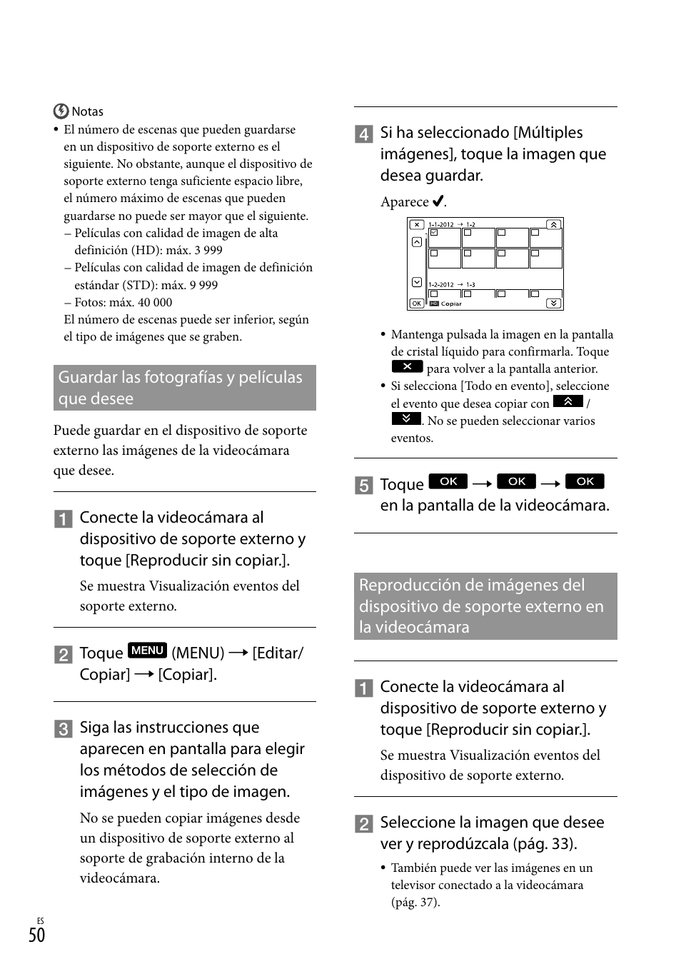 Guardar las fotografías y películas que desee | Sony NEX-VG30H User Manual | Page 128 / 155