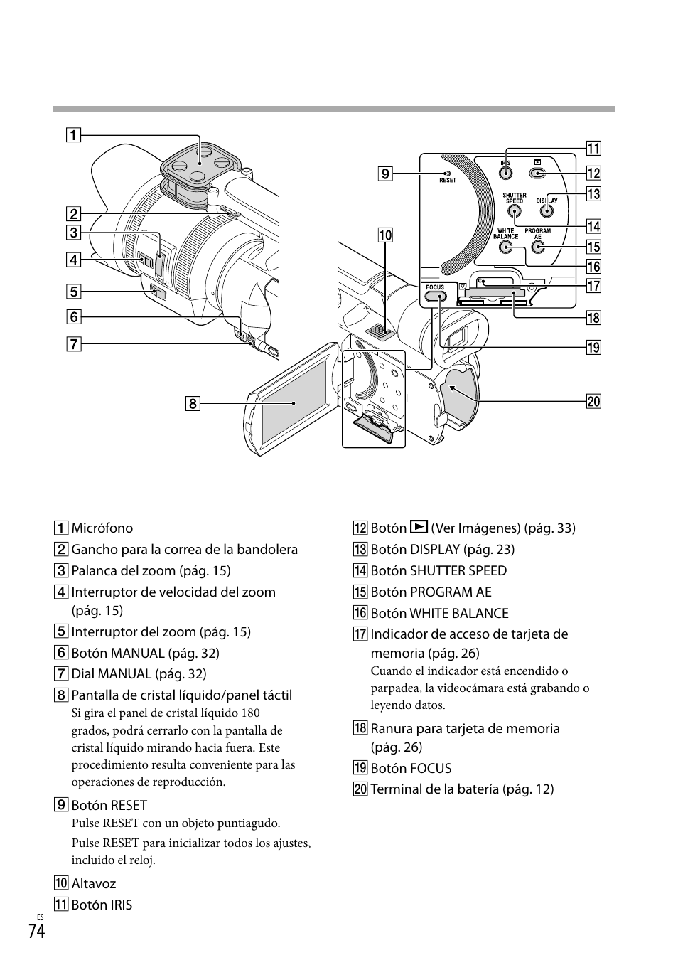 74) c, 74) co | Sony NEX-VG30H User Manual | Page 152 / 155