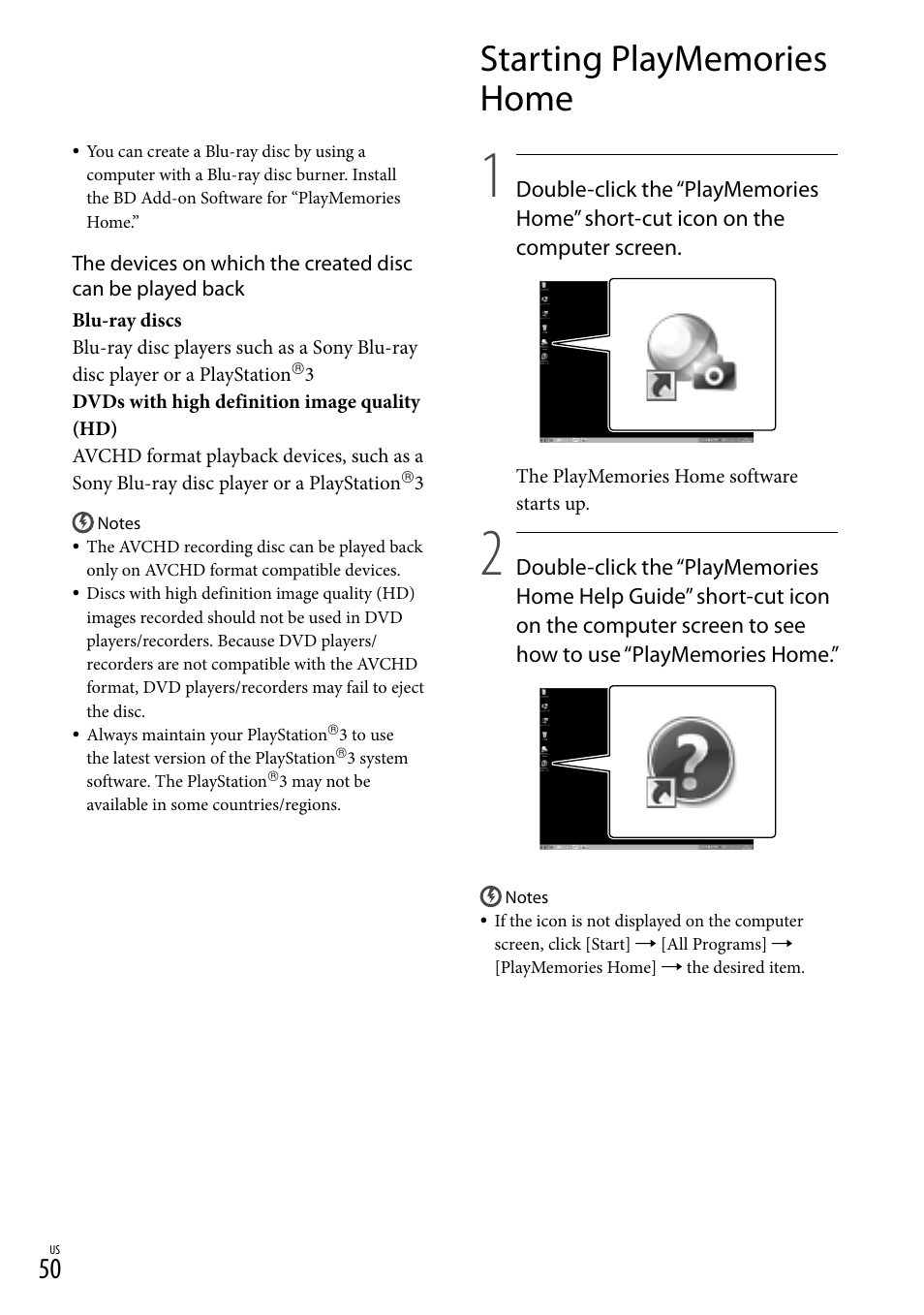 Starting playmemories home | Sony NEX-VG30H User Manual | Page 50 / 155