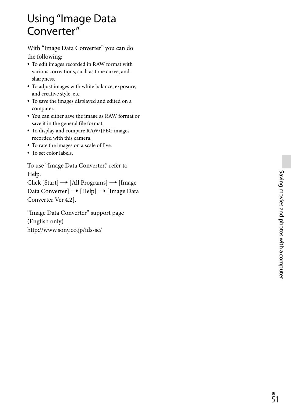 Using “image data converter | Sony NEX-VG30H User Manual | Page 51 / 155