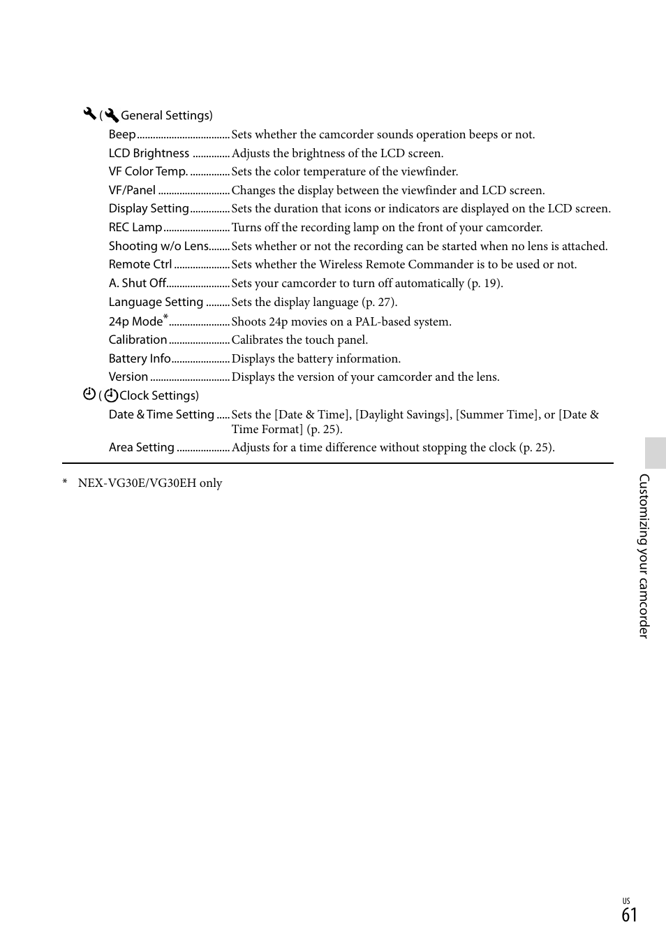 Sony NEX-VG30H User Manual | Page 61 / 155