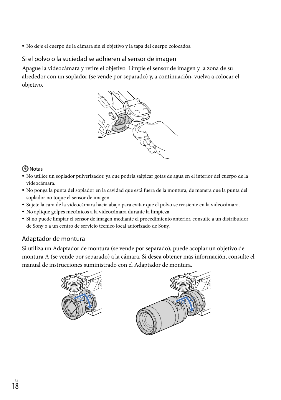 Adaptador de montura | Sony NEX-VG30H User Manual | Page 96 / 155