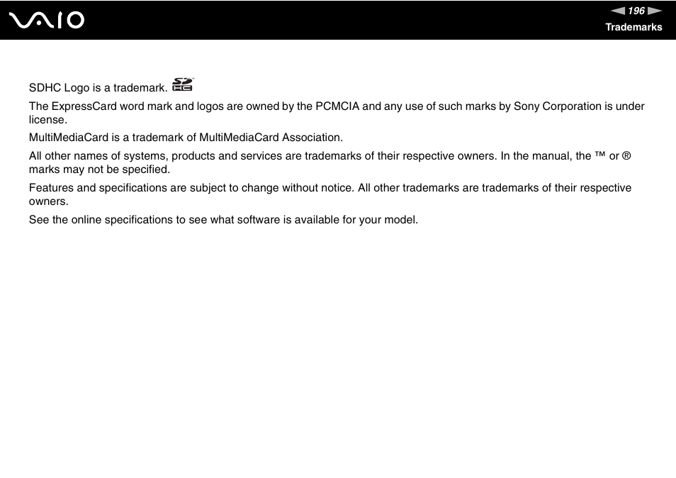 Sony VGN-CR510E User Manual | Page 196 / 197