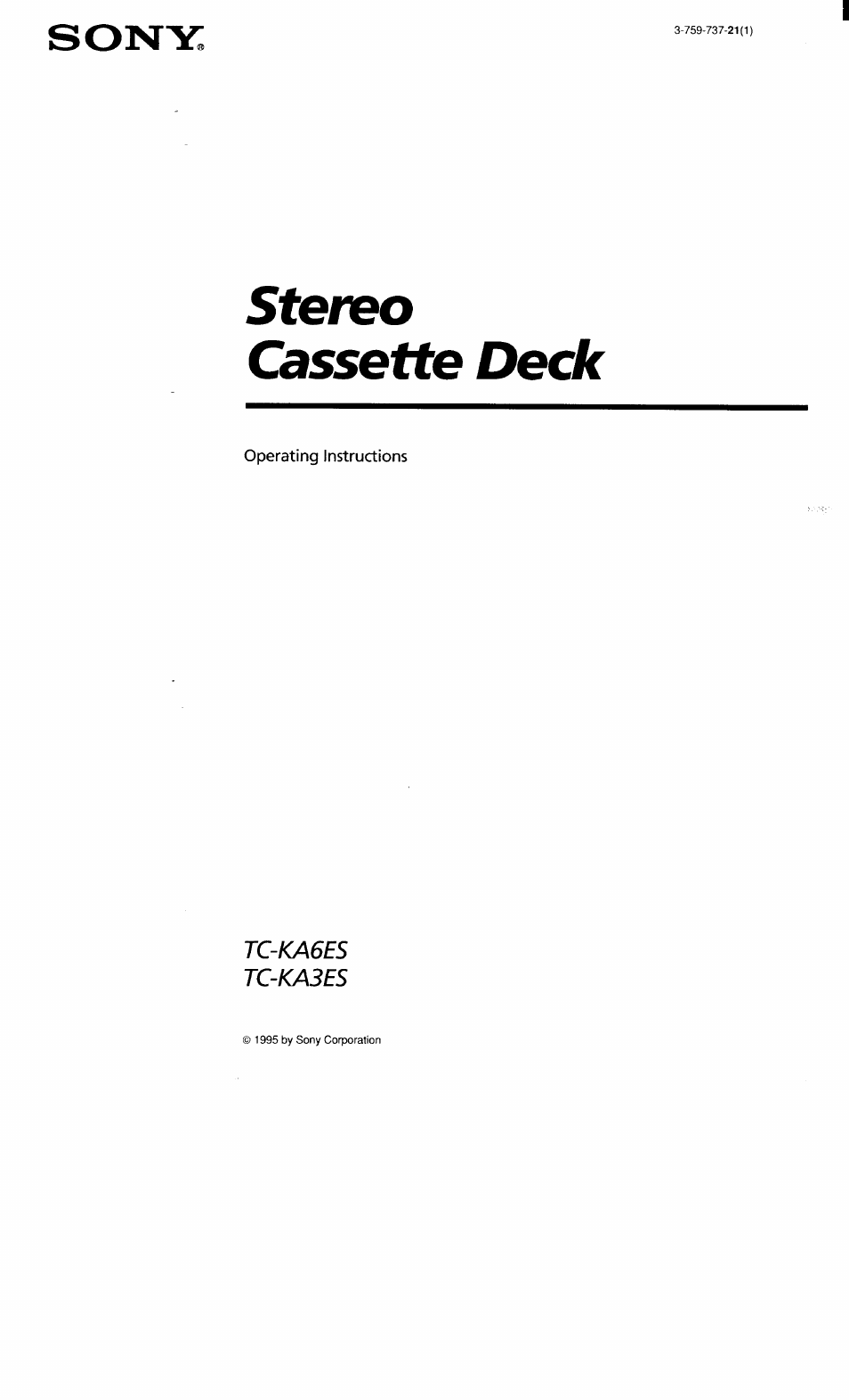 Sony TC-KA3ES User Manual | 19 pages