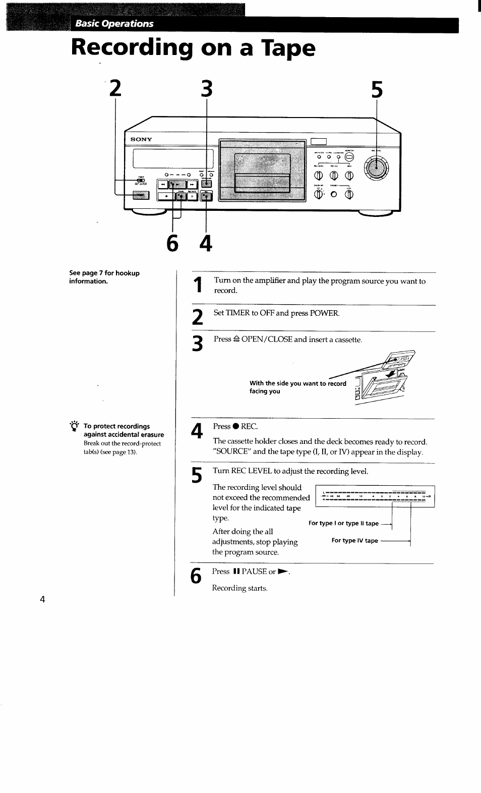 Recording on a tape | Sony TC-KA3ES User Manual | Page 4 / 19