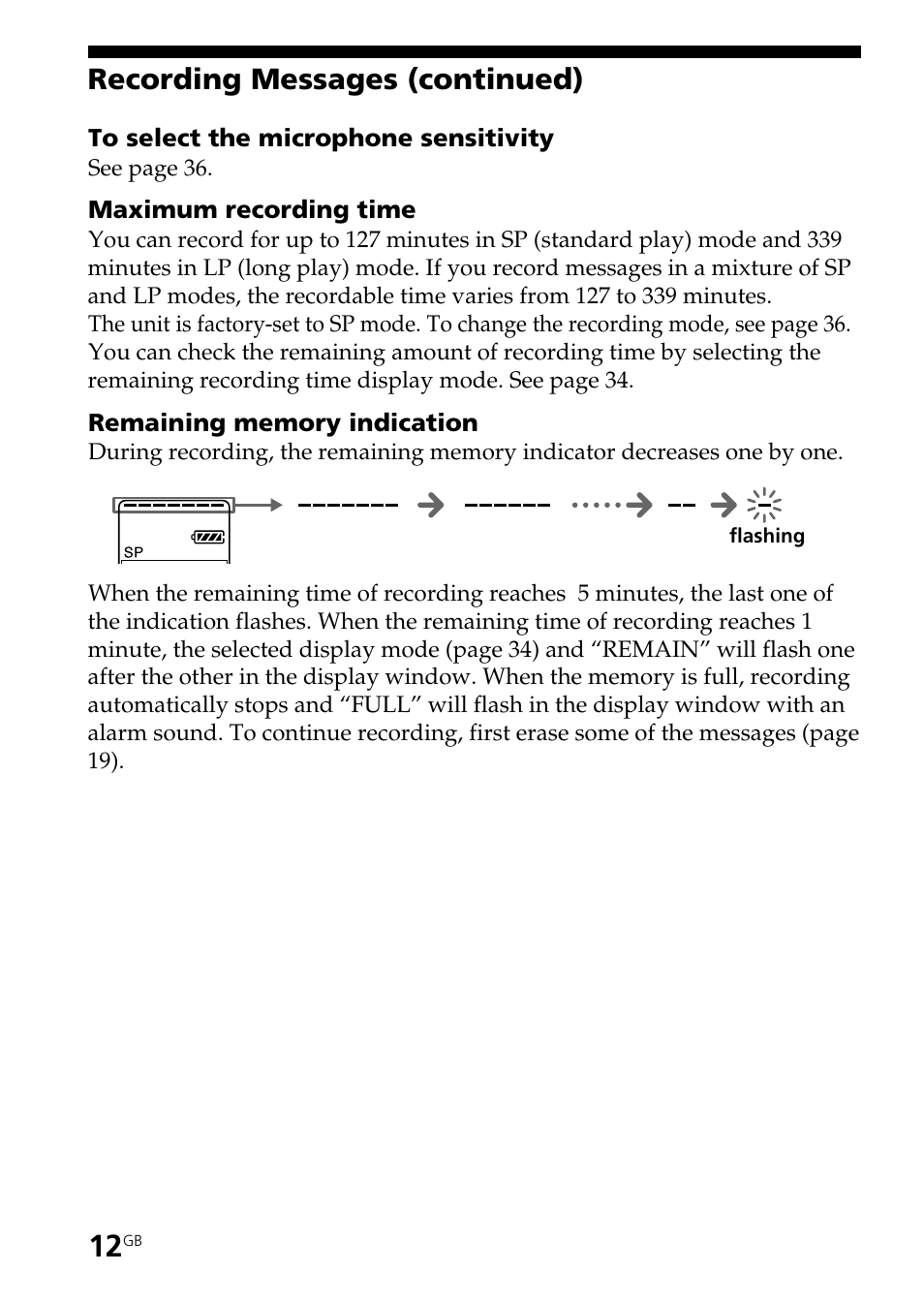 Recording messages (continued) | Sony ICD-B25 User Manual | Page 12 / 48