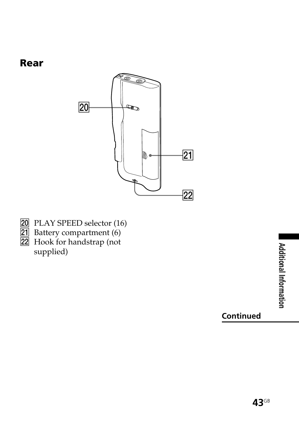 Rear ws wa w | Sony ICD-B25 User Manual | Page 43 / 48