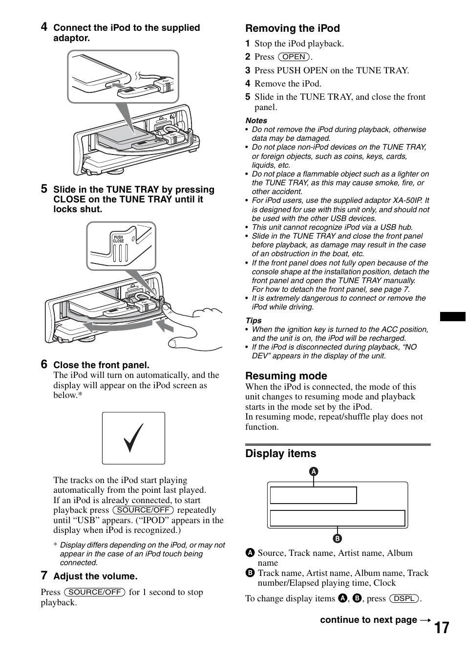 Display items | Sony DSX-MS60 User Manual | Page 17 / 80
