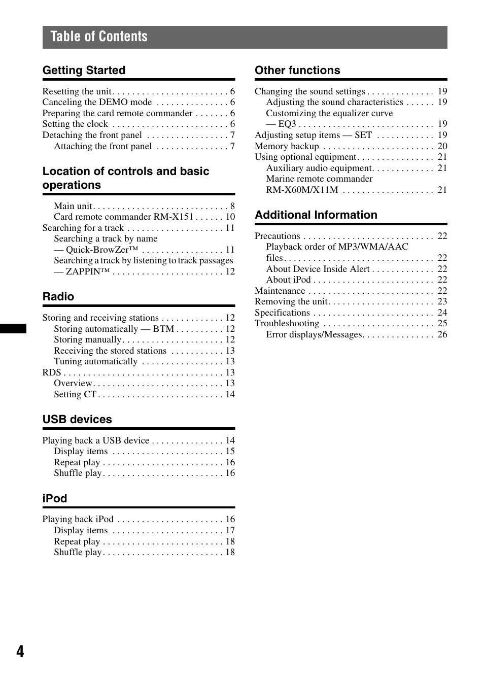 Sony DSX-MS60 User Manual | Page 4 / 80