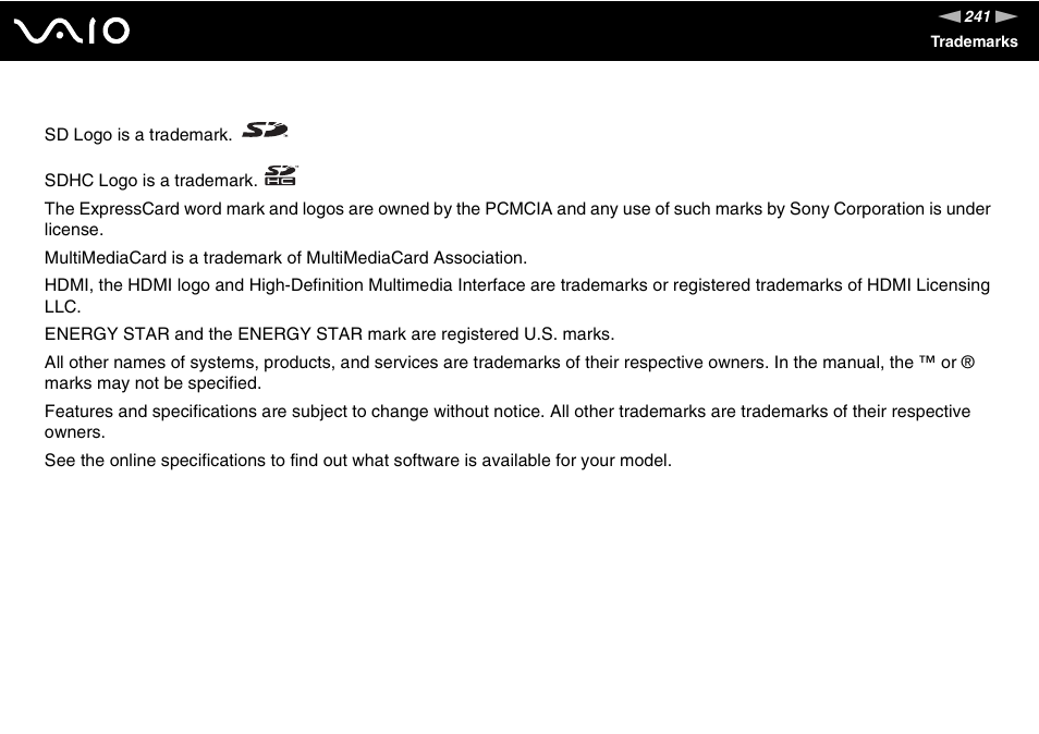 Sony VGN-TT190EIN User Manual | Page 241 / 242