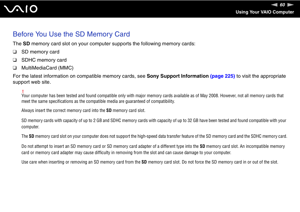 Sony VGN-TT190EIN User Manual | Page 60 / 242