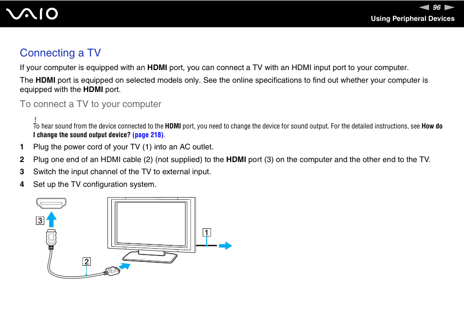 Connecting a tv | Sony VGN-TT190EIN User Manual | Page 96 / 242