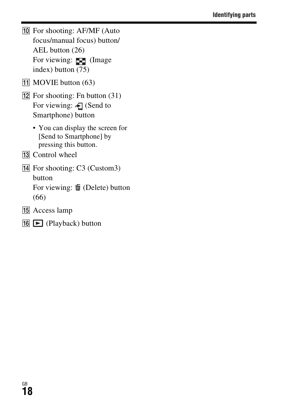 Sony ILCE-7S User Manual | Page 18 / 96