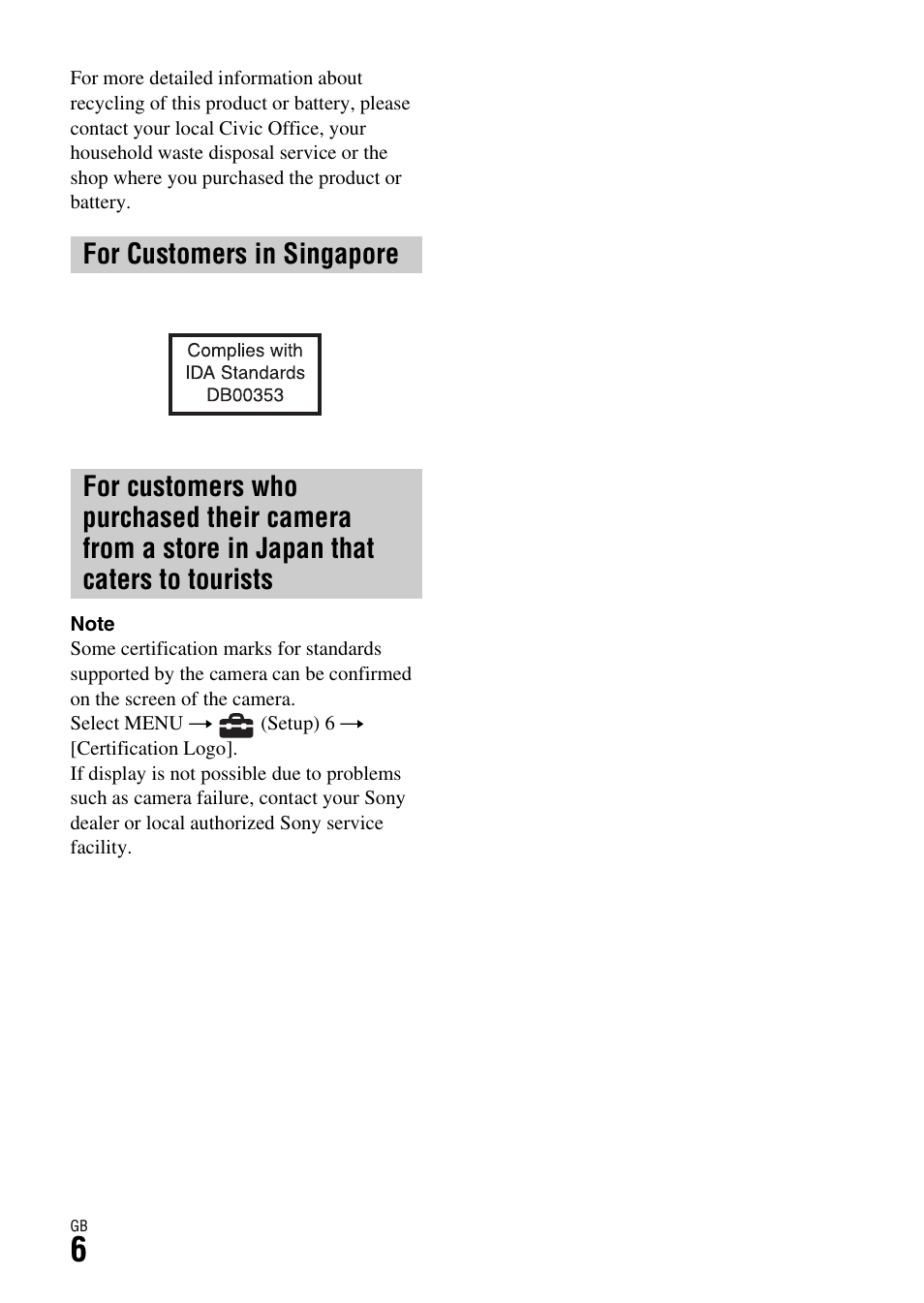 Sony ILCE-7S User Manual | Page 6 / 96