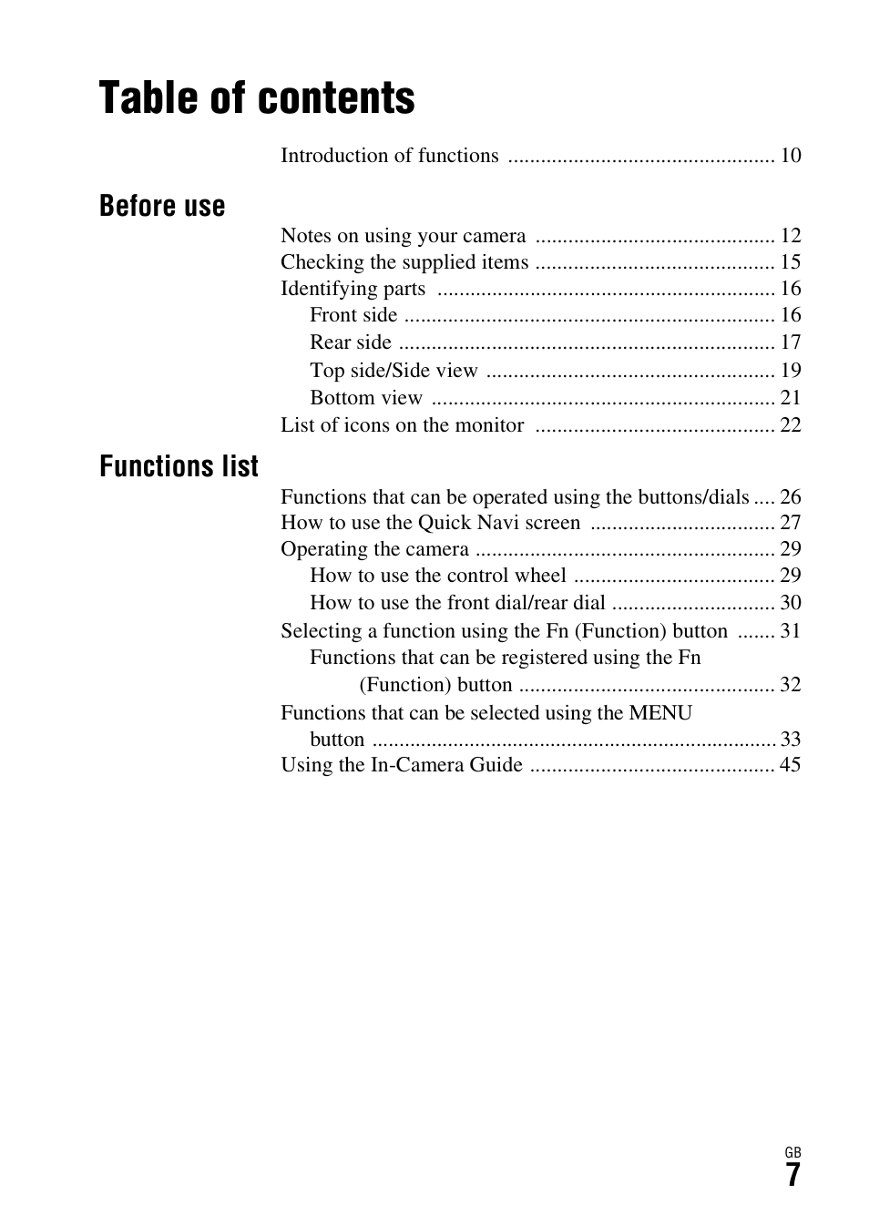 Sony ILCE-7S User Manual | Page 7 / 96