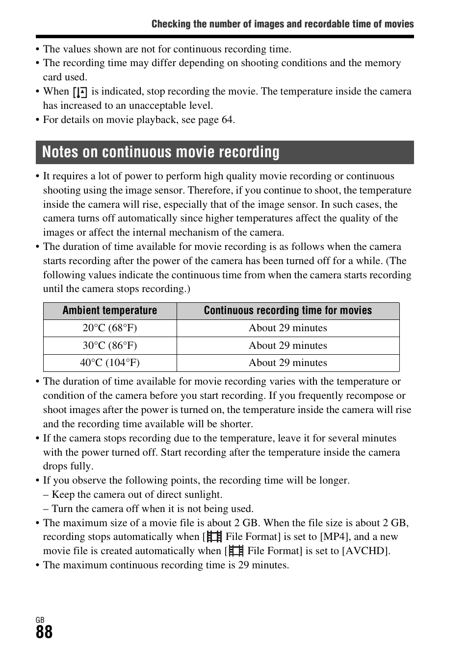 Sony ILCE-7S User Manual | Page 88 / 96