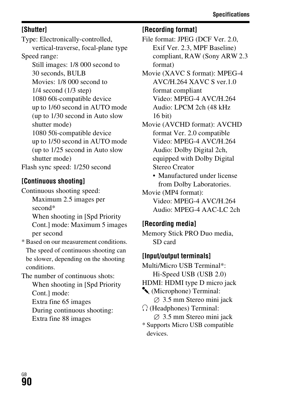 Sony ILCE-7S User Manual | Page 90 / 96