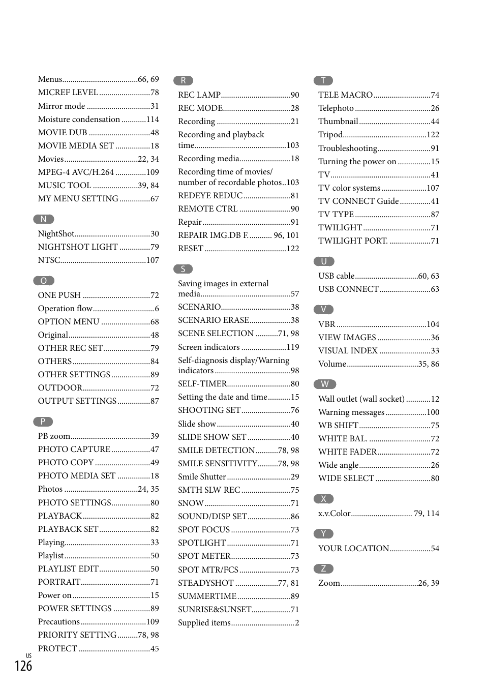 Sony HDR-XR550V User Manual | Page 126 / 127