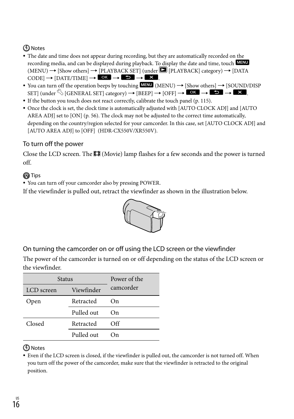 Sony HDR-XR550V User Manual | Page 16 / 127
