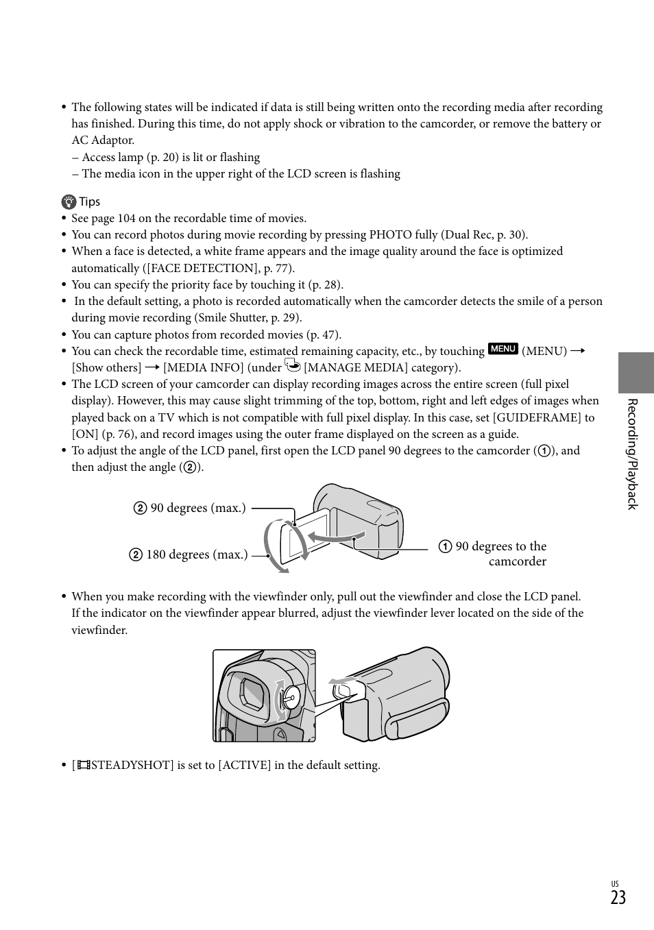 Sony HDR-XR550V User Manual | Page 23 / 127